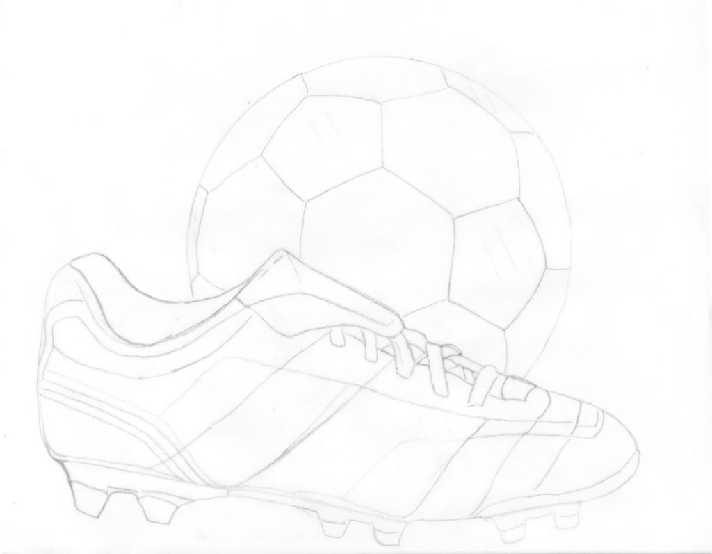 Football boot and ball outline to 