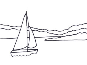Sailing Boat Outline for colouring-in