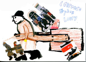 Sketchbook example Man pulling a cart 1963 by LS Lowry and Yr 4 Pupils